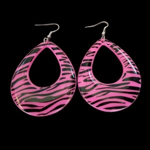 Pink Animal Print Teardrop Earrings